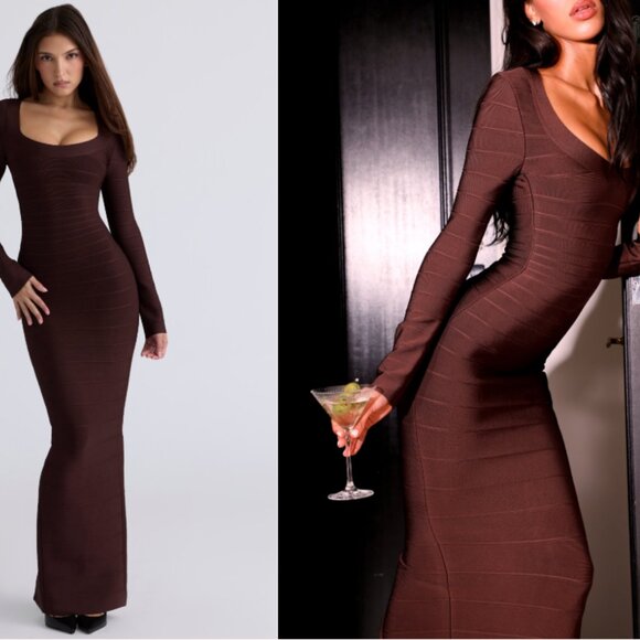 Lobg Sleeve Bandage Maxi Dress NWOT